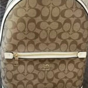 Authentic Coach Large Tan and Cream Signature Backpack
